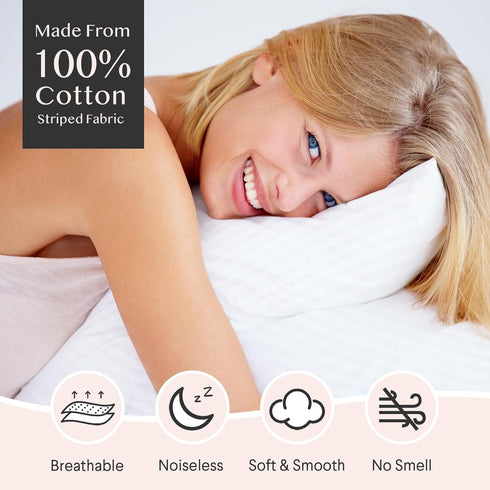 FAUNNA 600TC 100% Cotton Pillow Protectors - Queen Size (20x30), 4 Pack, Oeko-TEX Certified, White