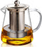 MJZQCD Glass Teapot (32oz/950ml) with Removable Stainless Steel Infuser, Transparent Stovetop Tea Kettle for Blooming