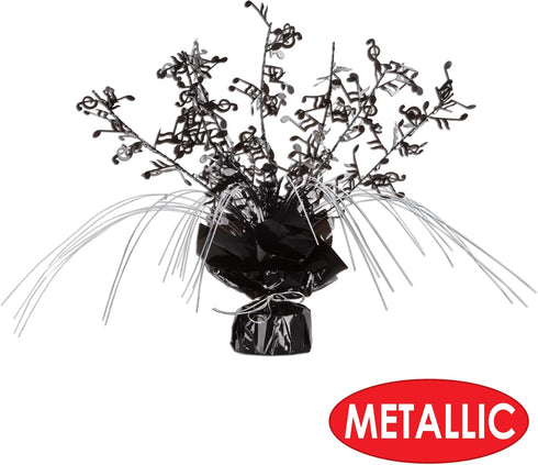 Beistle 2 Piece Musical Notes Table Centerpieces, Black Metallic Plastic Music Theme Party Supplies