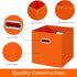 Fabric Storage Bins Cubes - Foldable Organizer with Handle, 11x11x11, Set of 3, Orange