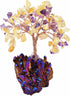 mookaitedecor Citrine & Amethyst Crystal Tree, Quartz Cluster Purple Titanium Crystals Base