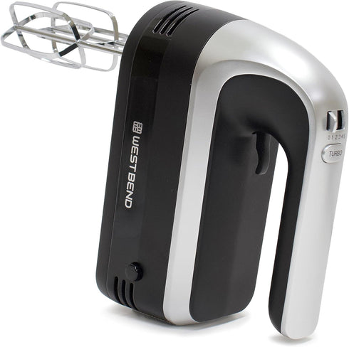 West Bend Hand Mixer Plus with Immersion Blender Attachment, 250-Watts, 6 Speed Options, Ergonomic Handle, Snap-On