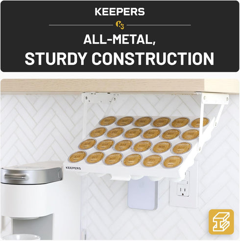 24 COFFEEKEEPERS KEEPERS Under Cabinet K Cup Holder with Swing-Down Access Space-Saving Coffee Pod Holder and K Cup