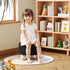 Asense Small Round Ottoman Foot Rest Stool Fabric Padded Seat Footstool Ottoman with Anti-Slip Wooden Legs