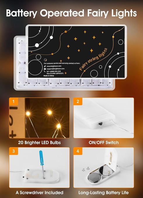 6 Pack 7ft 20LED Minetom Fairy Lights Battery Operated String Lights - Waterproof Silver Wire Firefly Lights Waterproof