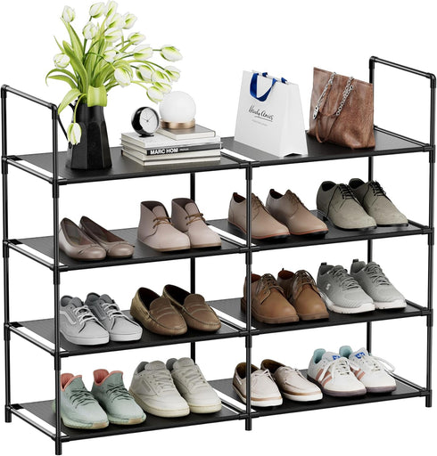 FIDUCIAL HOME 4 Tiers Shoe Rack Organizer 16-20 Pairs Stackable Shoe Storage