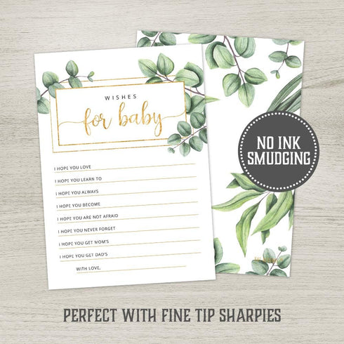 Baby Shower Wishes Cards, Gender Neutral Double-Sided Advice and Wishes Cards, Set of 50, Watercolor Design