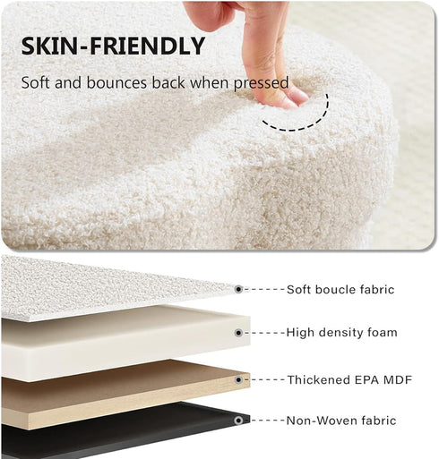 12.6" Small Ottoman with Storage, Flowers Shaped Foldable Foot Rest for Dorm Room, Living Room - Compact Organizer