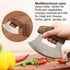 AmHoo Pizza Cutter Chef Mezzaluna Ulu Knife Handle Walnut Wood Grip Sharp Rocker Slicer Stainless Steel Blade Salad