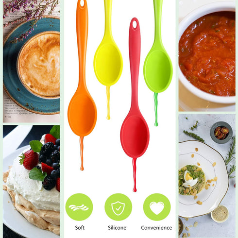 Shappy 4 Pieces Silicone Mixing Spoon Spatula Scrapers for Cooking, 10.6 Inch Heat Resistant Large Non Stick Basting