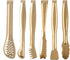 Gold Plated Mini Serving Tongs Set, 6-Inch Stainless Steel Appetizers Tongs, Set of 6