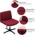 Armless Office Desk Chair Cover, Stretch Waterproof Jacquard Slipcover for Wide Seat Mid Back Accent Chair, Red