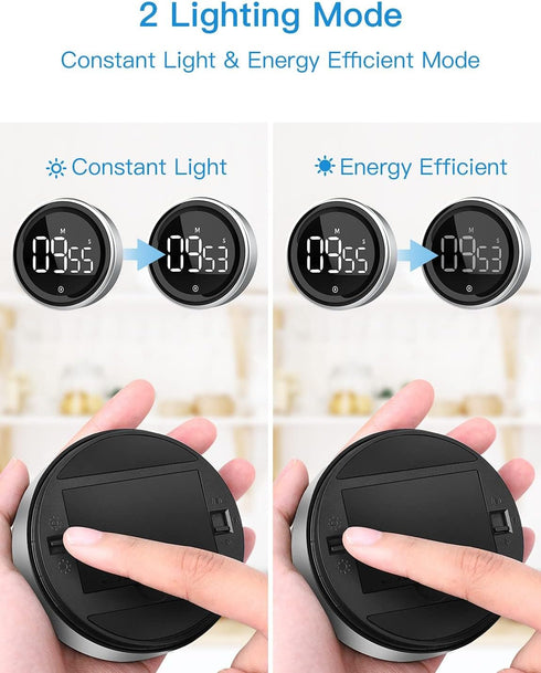 Timers: Digital Kitchen Timer with Magnetic Countdown and Large LED Display for Cooking and Fitness