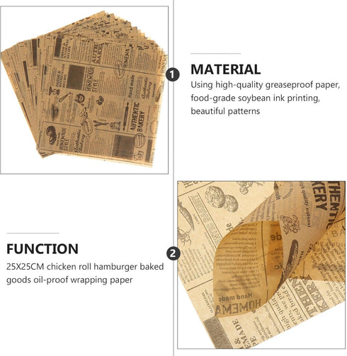 DOITOOL 50 Sheets Parchment Paper - Greaseproof Wax Paper for Food, Vintage Craft Paper for Baking