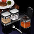 304 Set 3 Counter, Condiment Jar Spice Container with Stainless Steel Lids and Spoons,Clear Glass Condiment Canisters