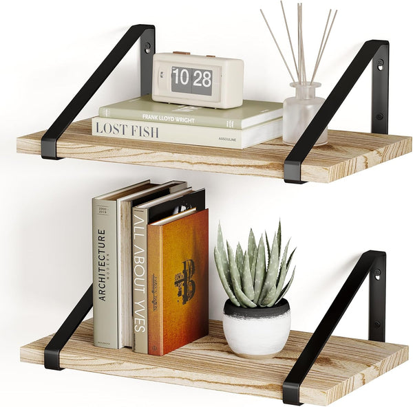 Fixwal 16.5 X 12 X 0.6in Floating Shelves, Rustic Wood Large Wall