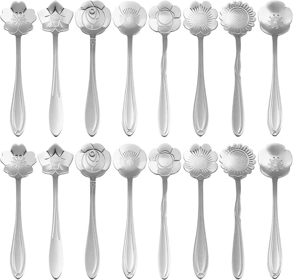 16 Pieces PBIEHSR Stainless Steel Tea Spoon Set | Coffee Teaspoons for Stirring Drinks, Mixing Milkshake