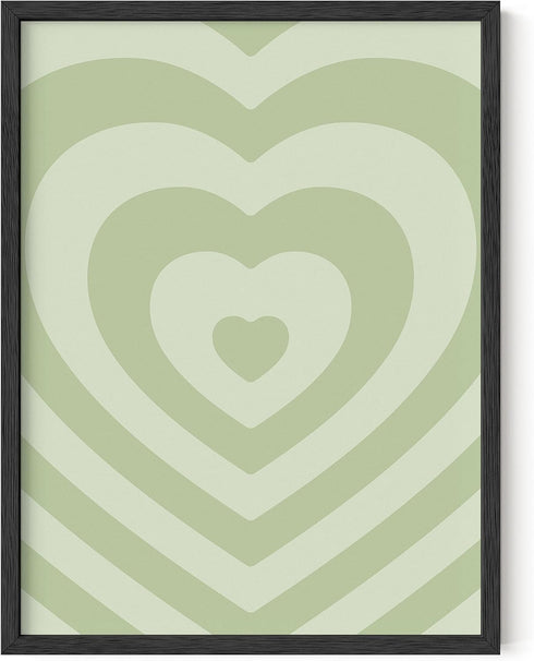 HAUS AND HUES Sage Green Wall Decor, Aesthetic Heart Posters for Bedroom or Dorm - Unframed 12" x 16"