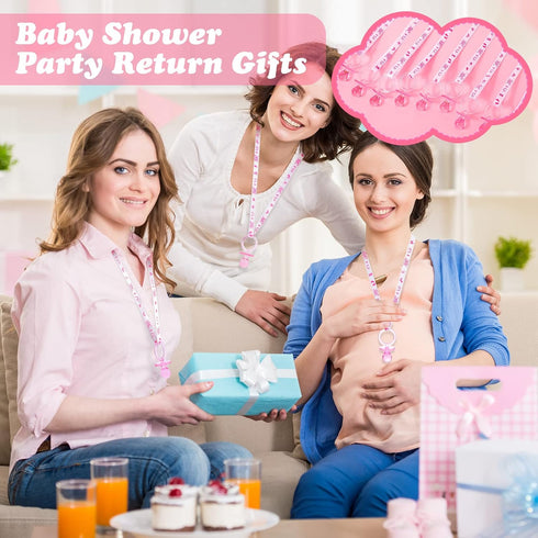 36 Coume Pcs Shower Party Pacifiers Necklace Acrylic Pacifiers Party Favors Charm Necklace for Shower Decorations