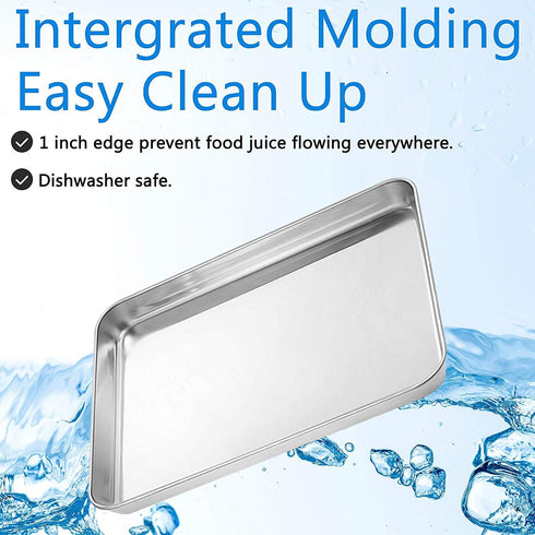 Baking Sheets Set of 2, Bastwe 16 inch Cookie Sheets & Stainless Steel Baking Pans, Rectangle Size 15.95L x 11.97W