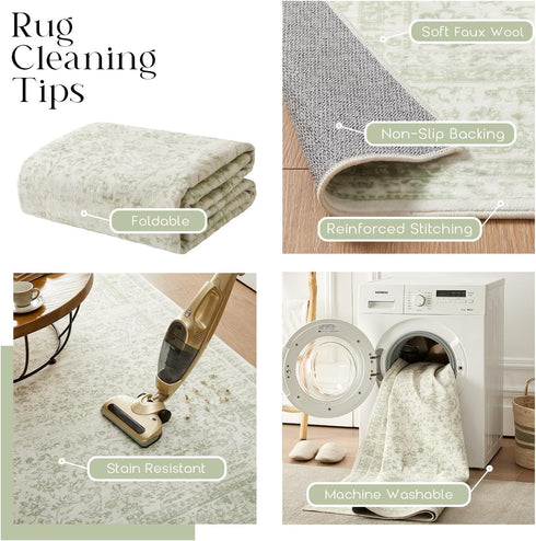 Sage Green 2x3 Boho Rugs for Hallway Kitchen Bathroom, Washable Non-Slip Bedside Bedroom Floor Laundry Room Rug