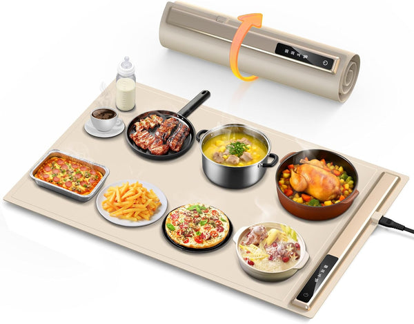 LBOLHZO Warming Mat for Food,10s Rapid Warm Food Warming Mat,3-Temp Food Warmer,Fast Heating