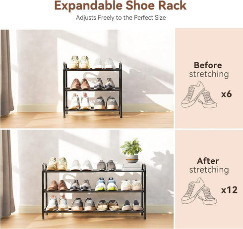 3 16 SUFAUY Tier Expandable Metal Shoe Rack Organizer for Pairs Shoes, Black