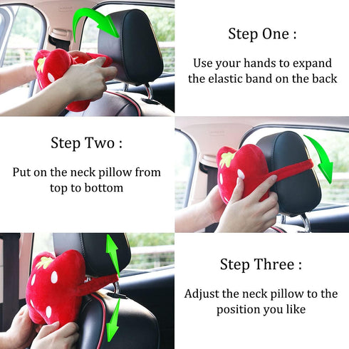 Sexysamba Car Headrest Pillow - Cartoon Neck Pillow for Car, Soft Cushion for Driving, 2Pcs (Grey Cat)