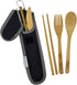 Travel Utensils Set with Case, Fork, Knife, Spoon, Chopsticks, Straw, and Cleaning Brush, Midnight Black