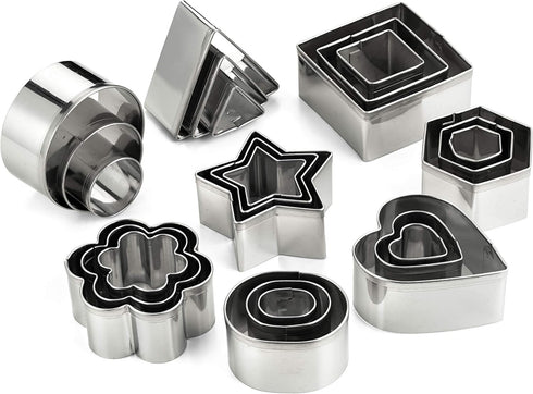 24 Piece Mini Cookie Cutter Set - Assorted Shapes, Premium Stainless Steel Mini Biscuit Cutters