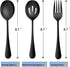Homikit Stainless Steel 2 Black Serving Spoons, 2 Black Slotted Serving Spoons, 2 Black Serving Forks, Metal Buffet Party Banquet Restaurant Catering Serving Utensils, Mirror Polish, Dishwasher Safe by Homikit
