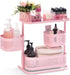 KINGRACK 3 Tier Bathroom Organizer Countertop, Multi-Purpose Makeup Organizer, Rotating Desktop Skincare Tray, Pink