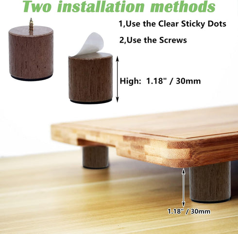 Cutting Board Feet, Walnut Chopping Board Feet, Cutting Board Feet Non Slip, Self Adhesive Feet, Wooden Cutting Board Legs with Screw (Walnut Short) by ANFU