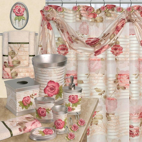 Popular Bath Contour Bath Rug, Madeline Collection, 23" x 10.5", Beige/Pink