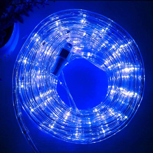 33ft LED Rope Lights, 110V 2 Wire Connectable Blue Outdoor Rope Lights, 240 LED Waterproof Christmas Lights for Deck,