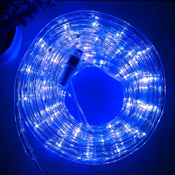 33ft LED Rope Lights, 110V 2 Wire Connectable Blue Outdoor Rope Lights, 240 LED Waterproof Christmas Lights for Deck,