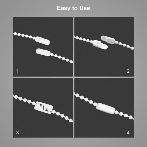 Curtain Chain Connector, 20 Pack, White Repair for Roller Blinds Shades Beaded Chains Cords Strings