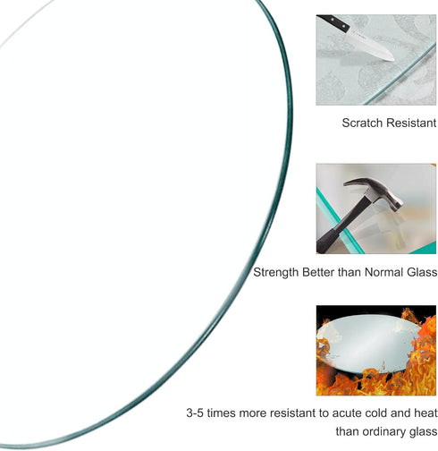 Top,1/4" Inch 18" Inch Round Glass Table Thick Tempered Pencil Edge Polish Glass Table Top Suitable for Dining, Coffee