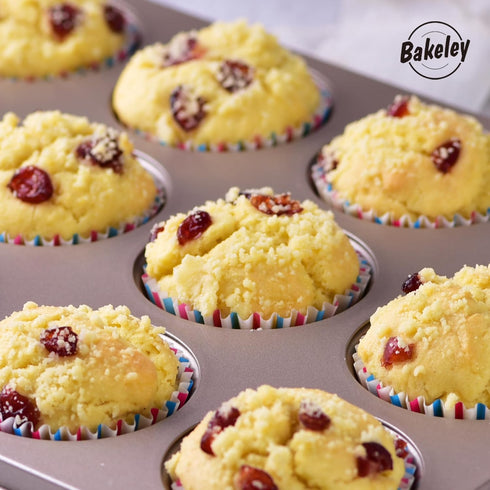 Muffin Cake Pan, 12-Cavity Non-Stick Cupcake Bakeware for Oven Baking (Champagne Gold)