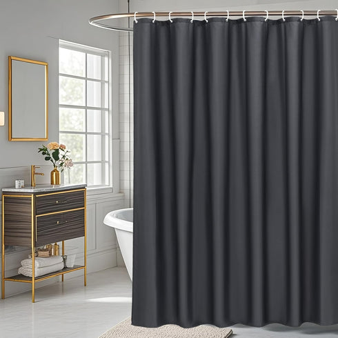 AooHome Fabric Shower Curtain 48 x 72 Inch, Solid Color Bath Curtain with Hooks, Dark Grey
