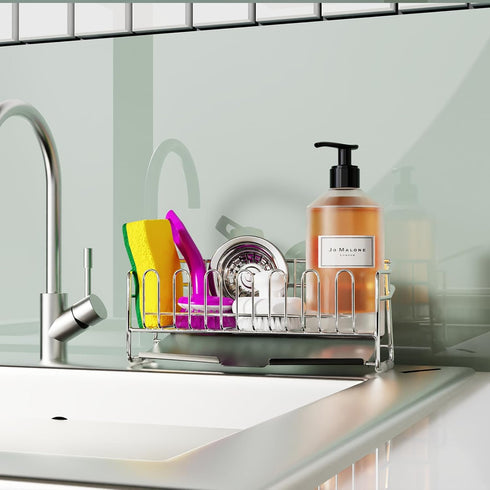 KABUM 304 Stainless Steel Sponge Holder for Kitchen Sink, Compact Sink Caddy with