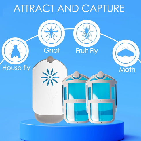 2 Flying Insect Trap for Indoors, Plug in Fly Trap Bug Catcher for Gnats Captures Fruit Flies, Mosquito and Gnats, Gnat