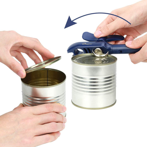 Home Kitchen Safety Bottle Jar Wine Manual Can Opener, 4-in-1 Gadget with Corkscrew, Blue