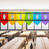 6 36" 24" Pcs Classroom Rainbow Curtains Decorations Back to School Colorful Crayon Curtains Classroom Supplies First