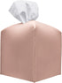 Carrotez Tissue Box Cover, Modern PU Leather Square Holder for Bathroom Vanity Countertop, Night Stands, Rose Pink