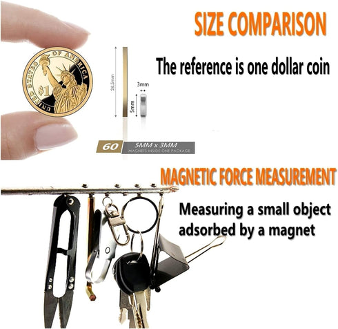 60pcs Small Round Magnets - Durable Miniature Tiny Magnets for Refrigerator, Office, Whiteboard, Crafts