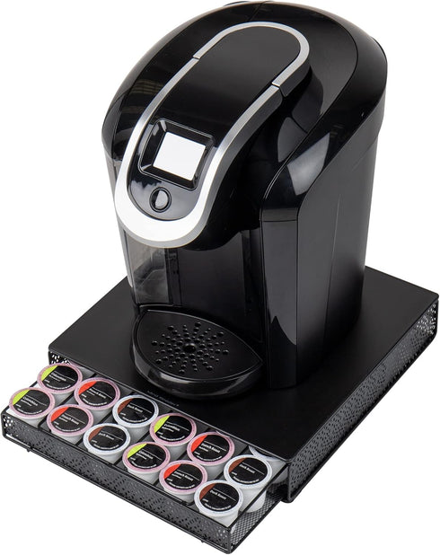 Mind Reader Single Serve Coffee Pod Drawer, 36 Pod Capacity, Metal Organizer (Black)