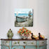 Bathroom Wall Art Coastal Décor, Nautical Boat on Beach Canvas Picture, Ocean Seagull Seascape Artwork for Living Room