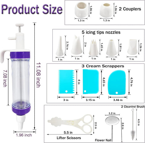 15 Pcs Cake Decorating Baking Syringe Tool Kit, Cupcake Filling Injector with Icing Nozzles and Pastry Tools