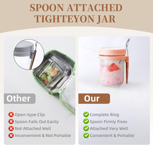 AsstarJTK 6 Pack 16 Oz Overnight Oats Containers with Lids and Spoons - Glass Mason Jars for Overnight Oats Airtight